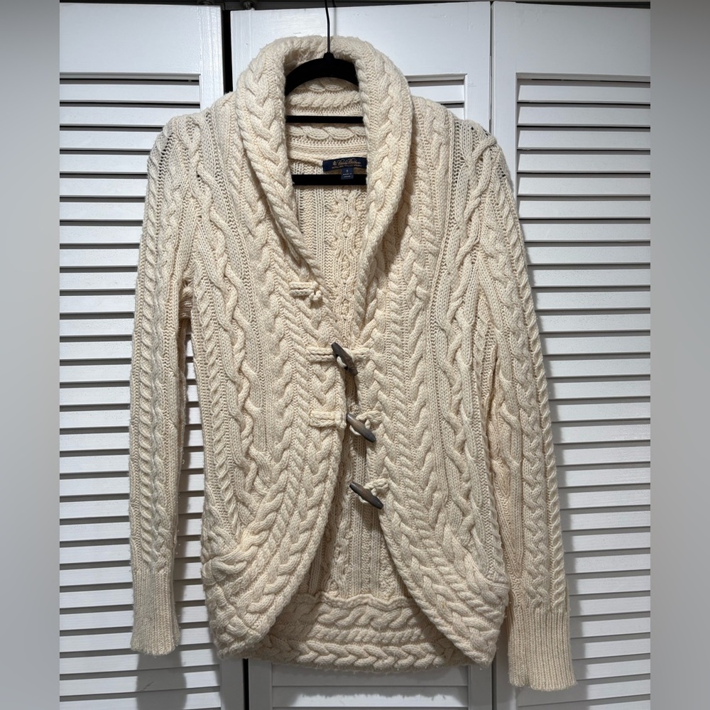 Brooks Brothers Cream Cable Knit Cardigan